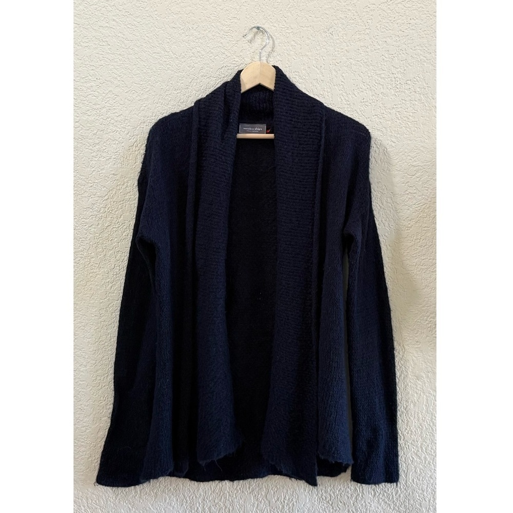 Wooden Ships Sweater Cardigan Wool Knit Casual Classic Navy Blue S/M - Picture 2 of 7